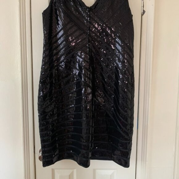 NWT BLACK SEQUIN TADASHI SHOJI COCKTAIL DRESS - Picture 3 of 3
